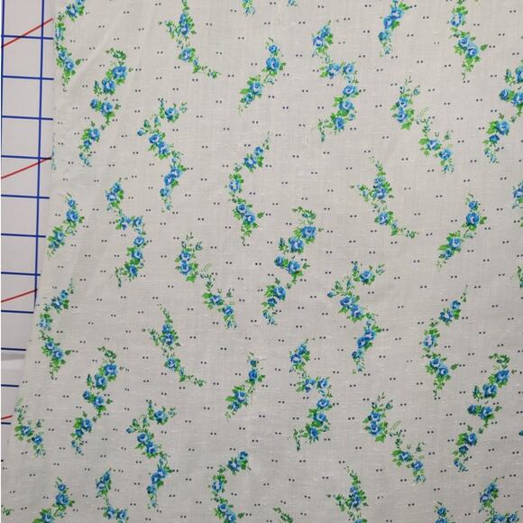 Vintage Handmade Swiss Dot Blue‎ Floral Sleeveless Cottagecore Shift Dress - Picture 9 of 12